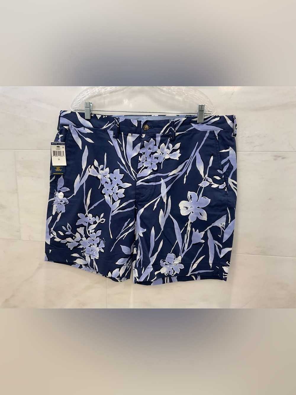 Polo Ralph Lauren BLUE FLORAL 7.5” Stretch Straight Fit Chino Shorts sz 38 S38